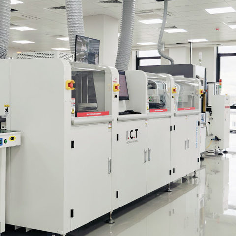 I.C.T-SS550P1 | 완전 자동 온라인 PCB 2개의 솔더 포트가 있는 선택적 웨이브 솔더링 기계 